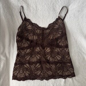 Brown Lace Camisole Top
